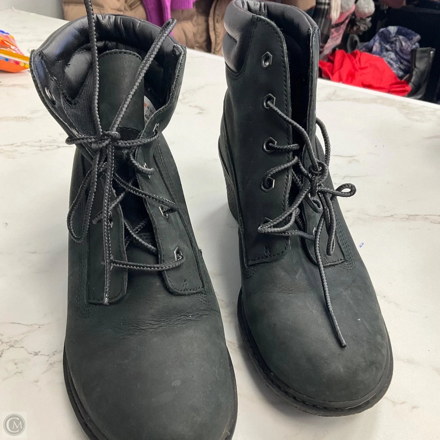 Shoes Heels Wedge By Timberland In Black, Size: 7