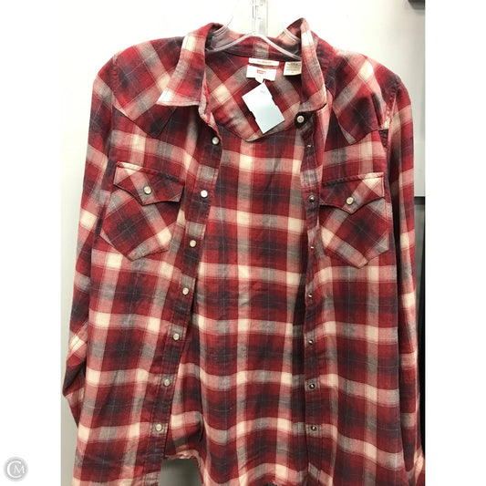 Top Long Sleeve By Levis In Plaid Pattern, Size: M