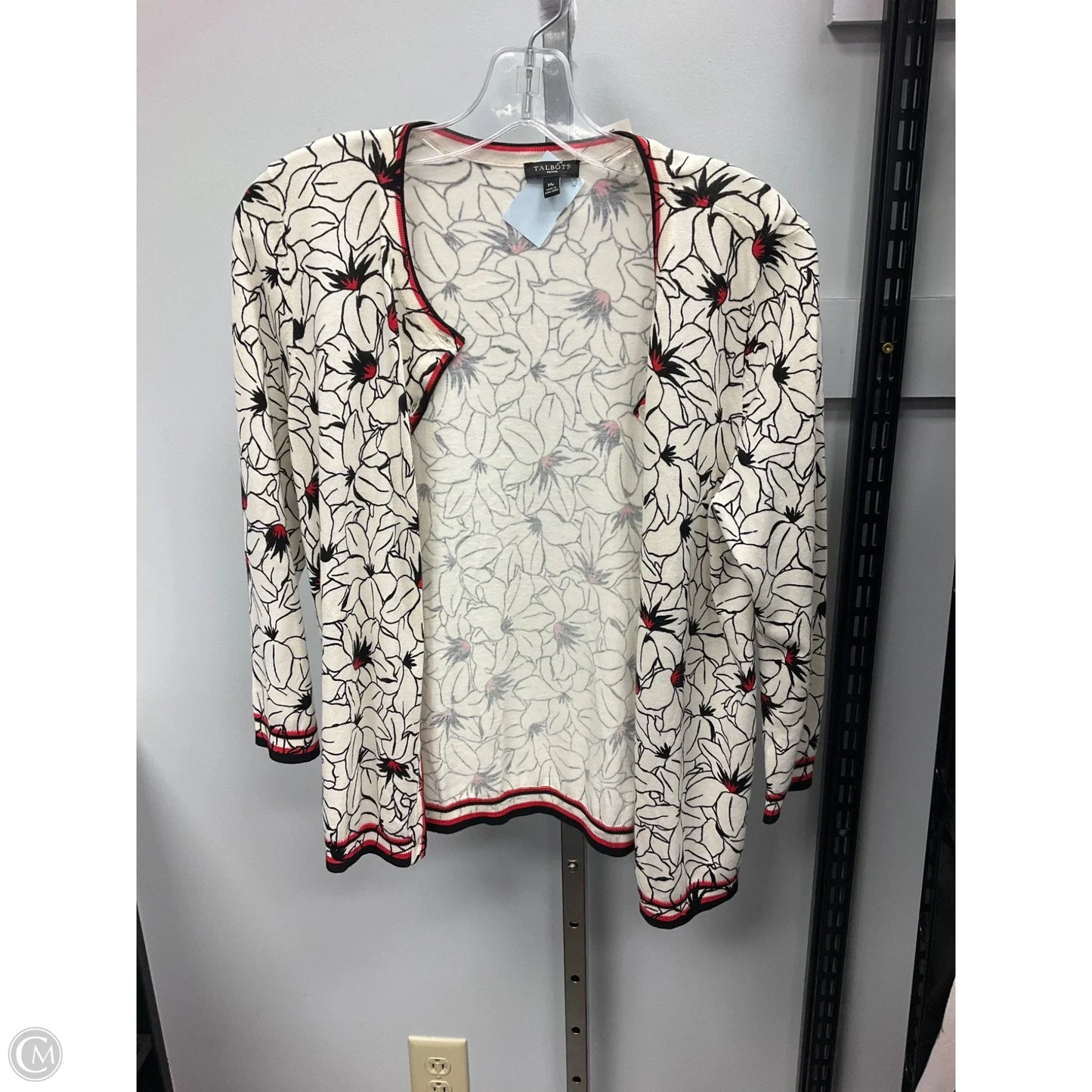 Sweater Cardigan By Talbots In Floral Print, Size: Mp