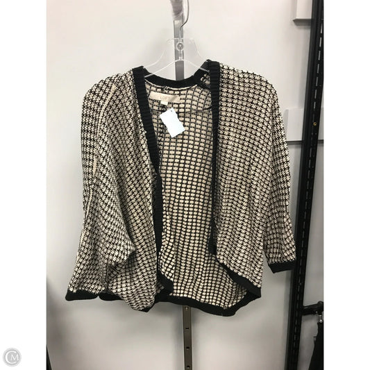 Sweater Cardigan By Loft In Black & Cream, Size: M