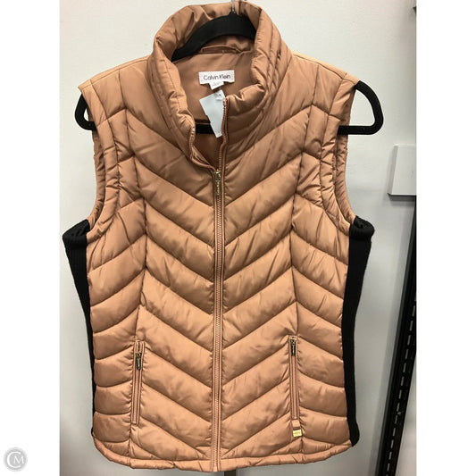 Vest Puffer & Quilted By Calvin Klein In Tan, Size: M