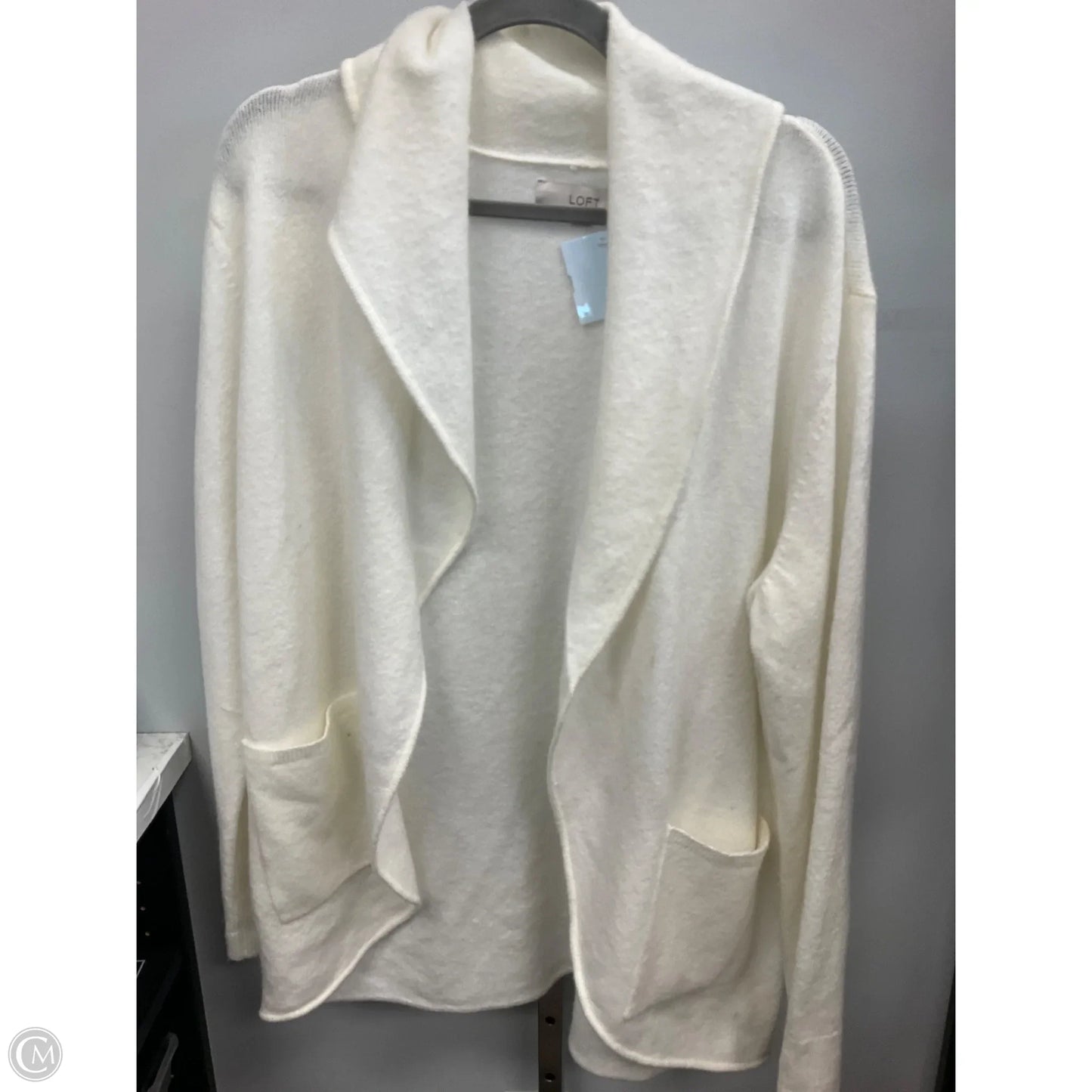 Sweater Cardigan By Loft In Cream, Size: Xl