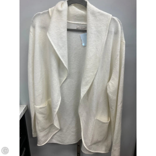 Sweater Cardigan By Loft In Cream, Size: Xl