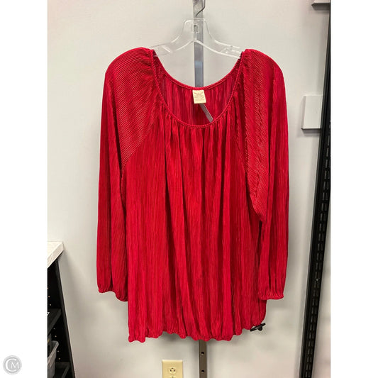 Top Long Sleeve By Faded Glory In Red, Size: 2x