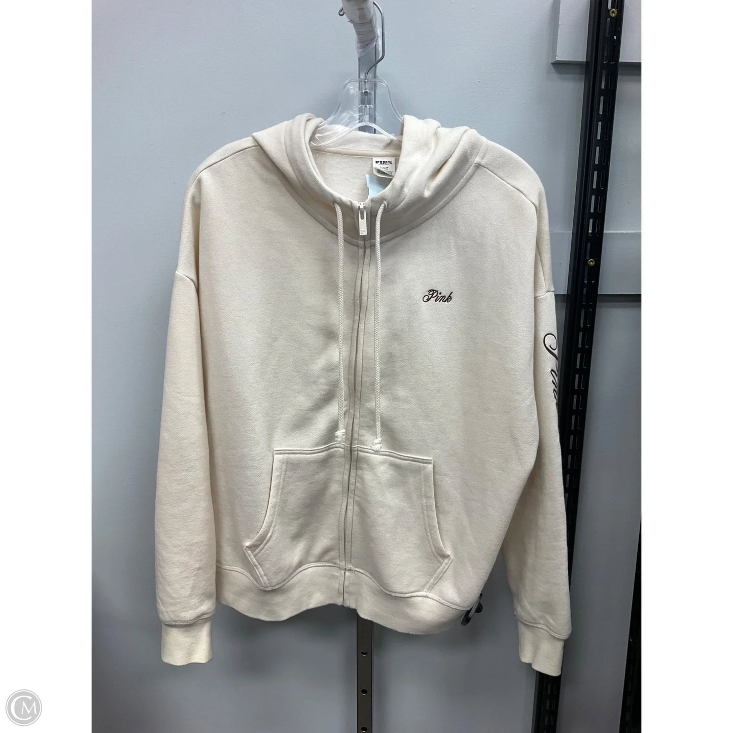 Sweatshirt Hoodie By Pink In Cream, Size: S