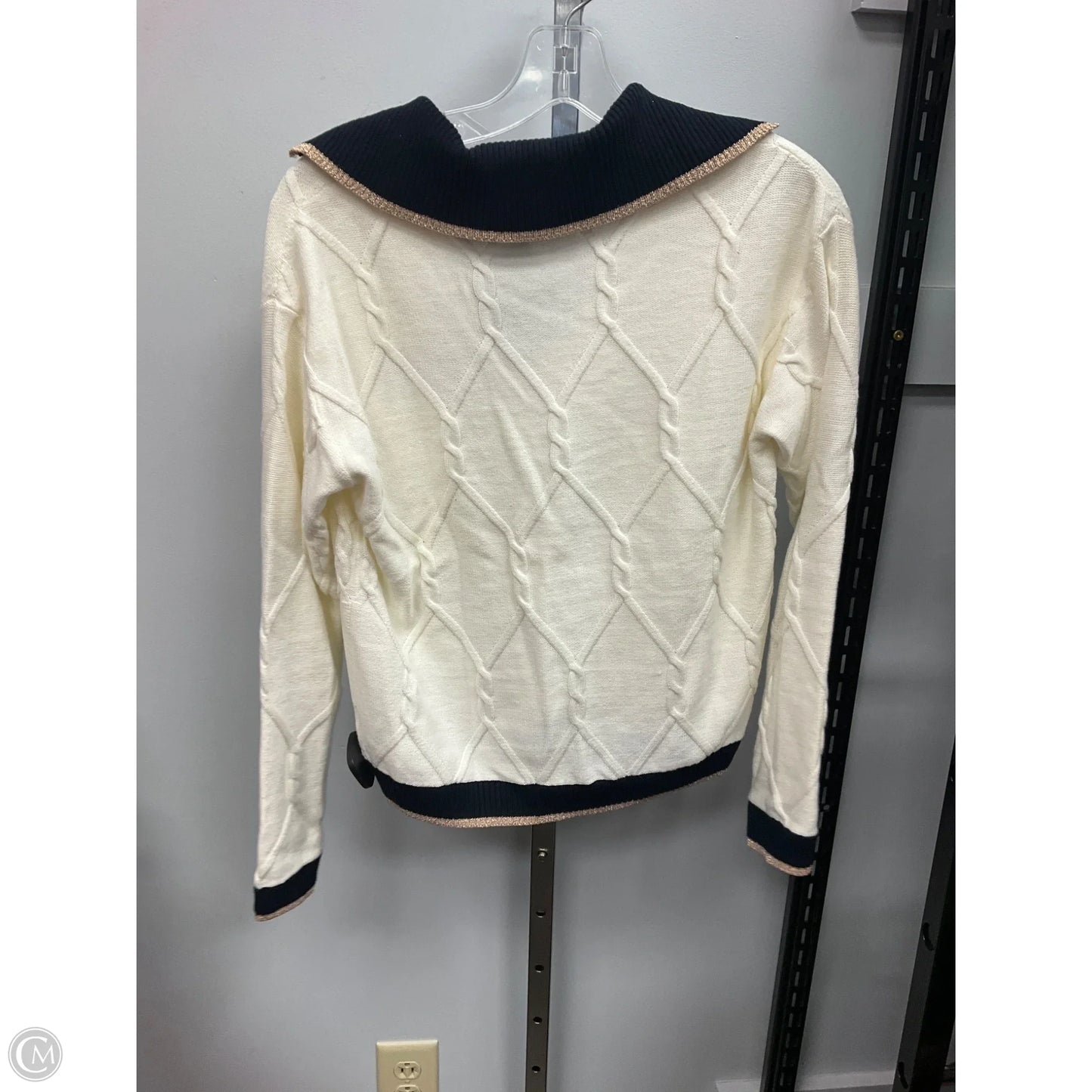 Sweater By Talbots In Black & Cream, Size: Xs