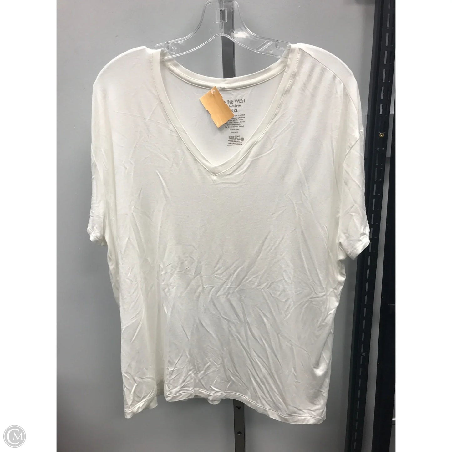 Top Short Sleeve Basic By Nine West In Cream, Size: Xxl