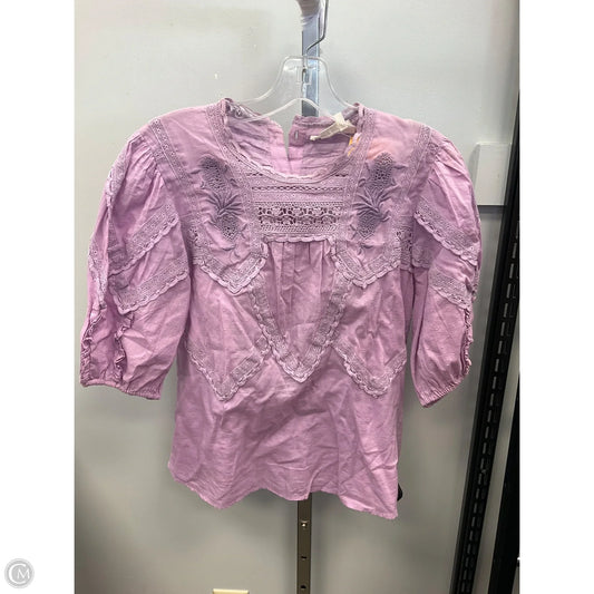 Top Short Sleeve By Anthropologie In Purple, Size: S