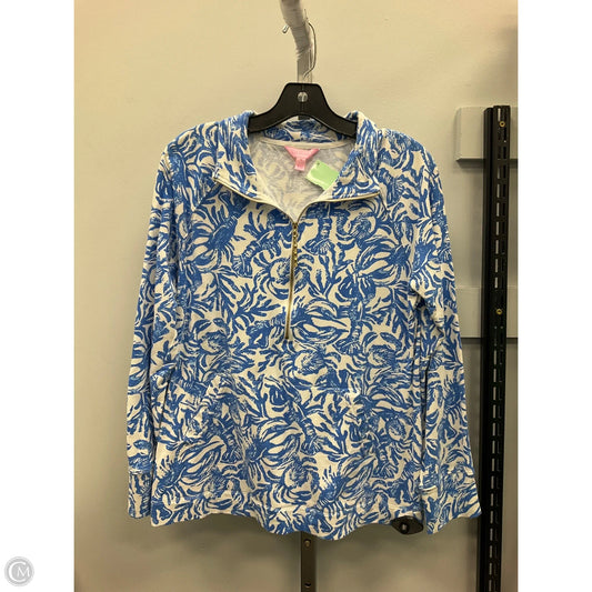 Top Long Sleeve Designer By Lilly Pulitzer In Blue & White, Size: M