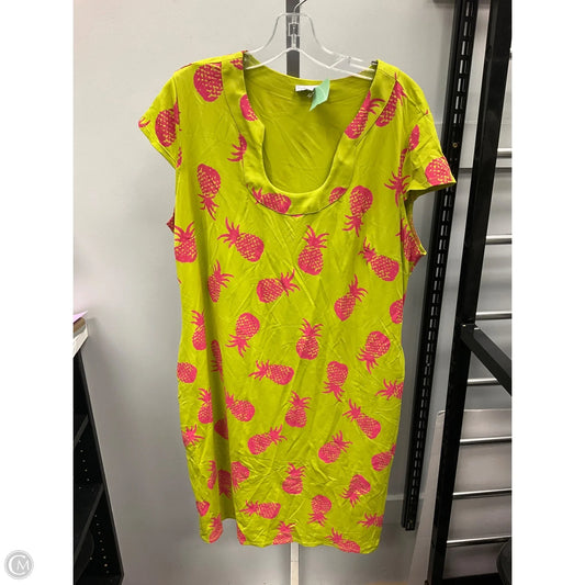 Dress Casual Short By Clothes Mentor In Green & Pink, Size: 2x