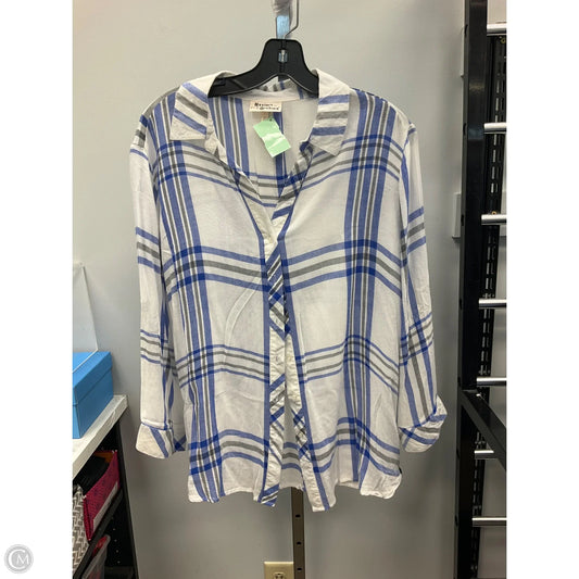 Top 3/4 Sleeve By Clothes Mentor In Plaid Pattern