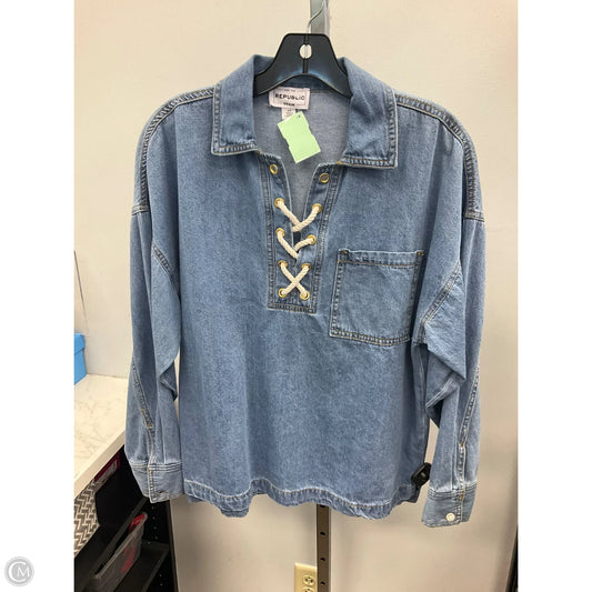 Top Long Sleeve By For The Republic In Blue Denim, Size: S