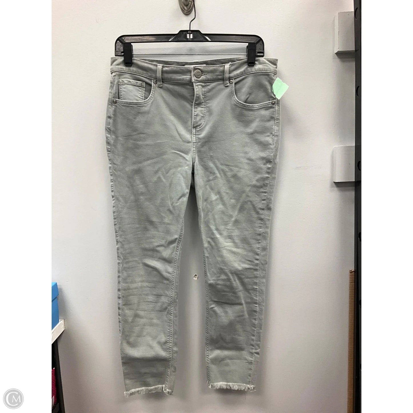 Jeans Cropped By Loft In Green Denim, Size: 10