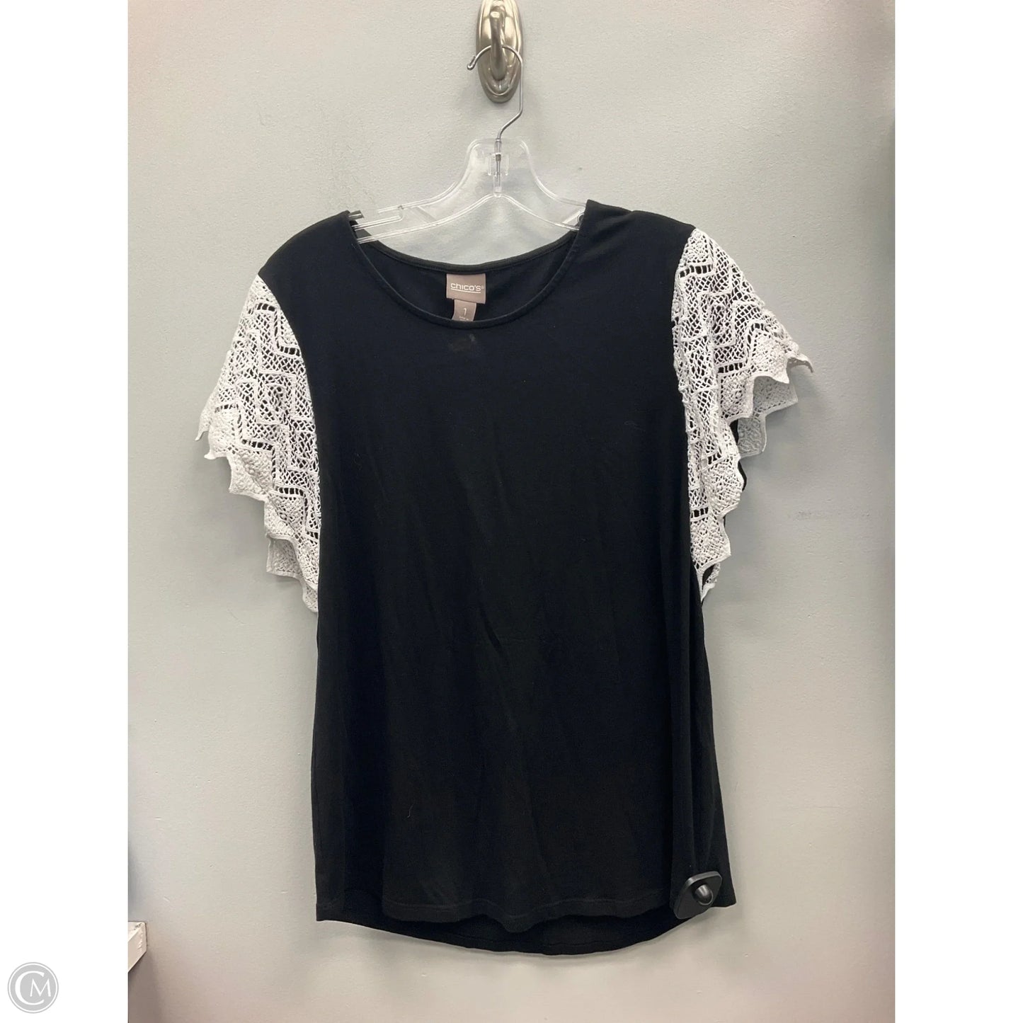 Top Short Sleeve By Chicos In Black, Size: M