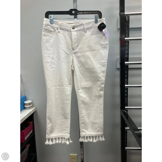 Jeans Cropped By Chicos In Cream Denim, Size: 6p