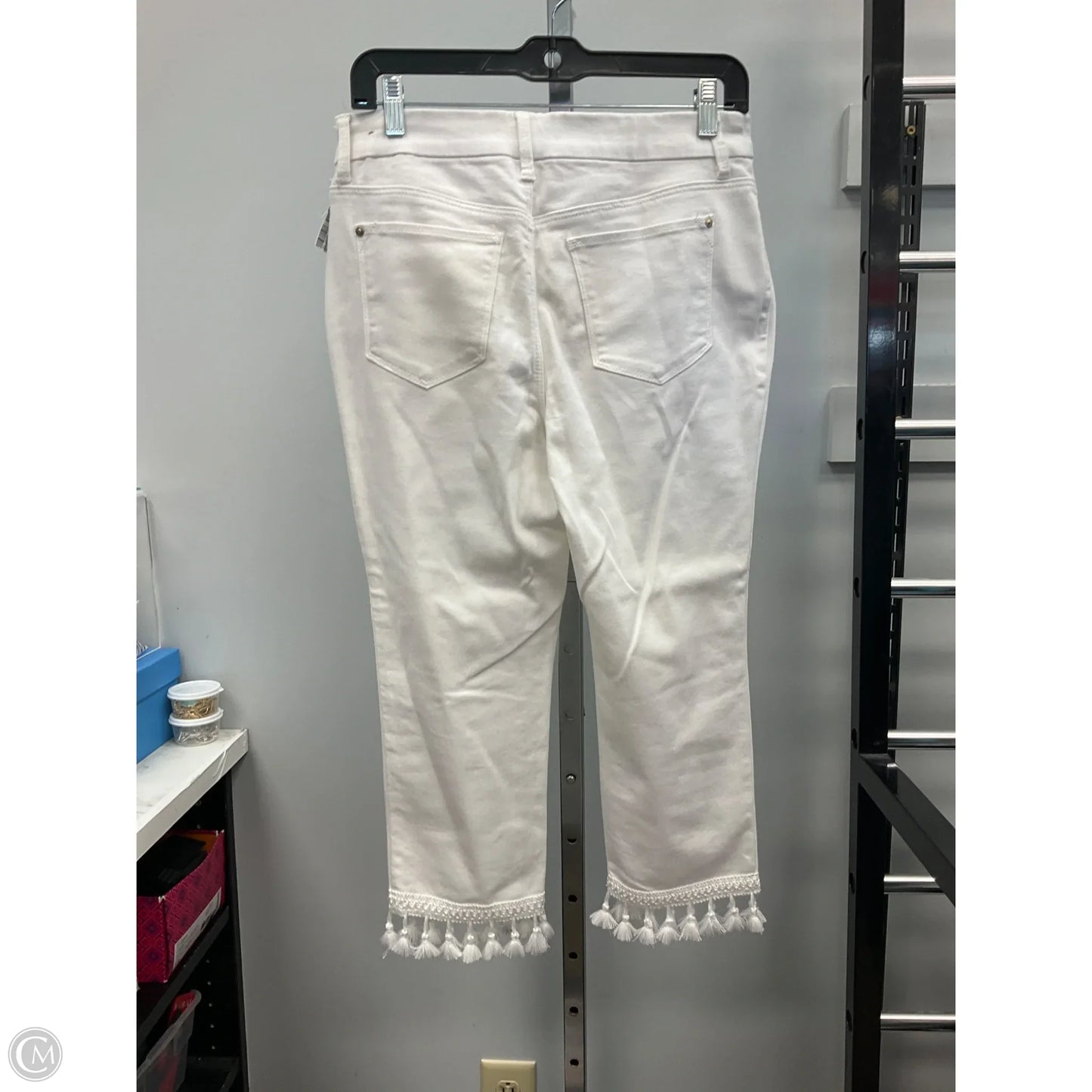 Jeans Cropped By Chicos In Cream Denim, Size: 6p