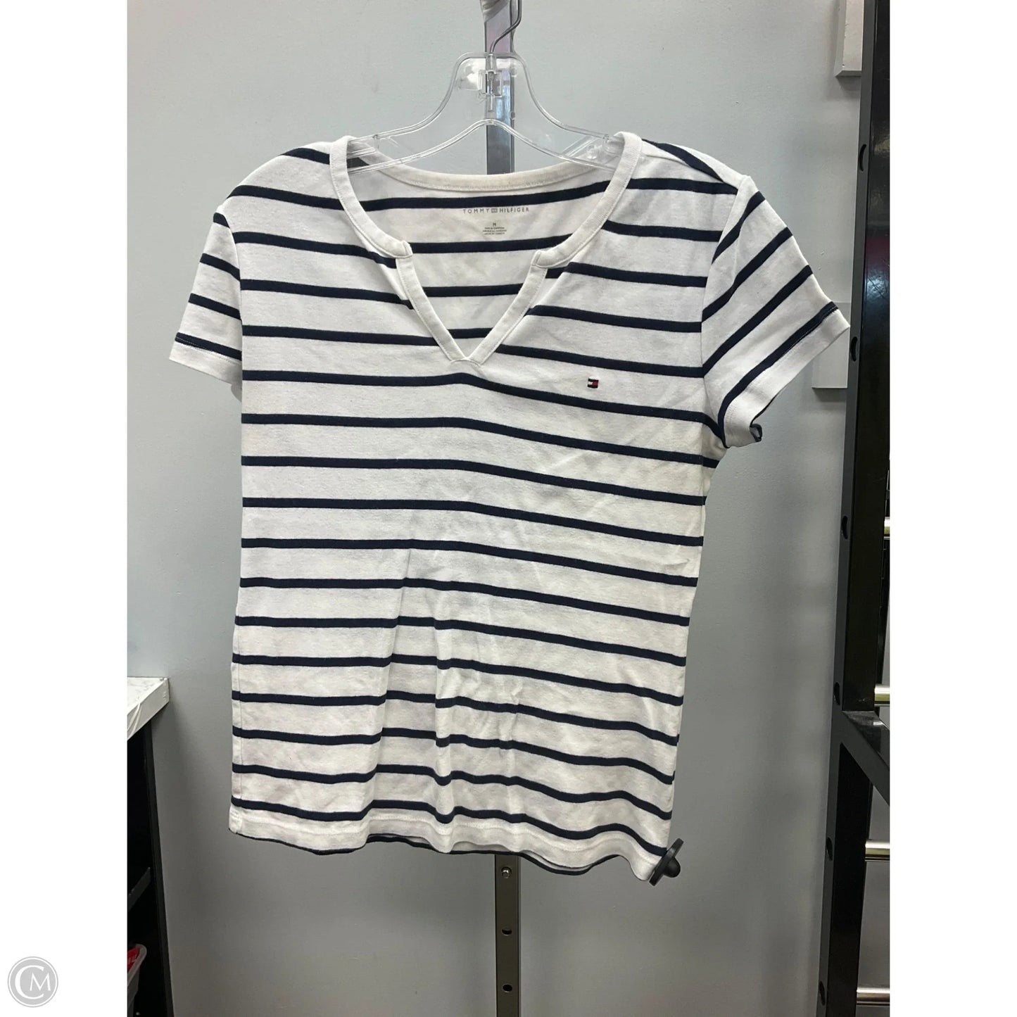 Top Short Sleeve Basic By Tommy Hilfiger In Striped Pattern, Size: M