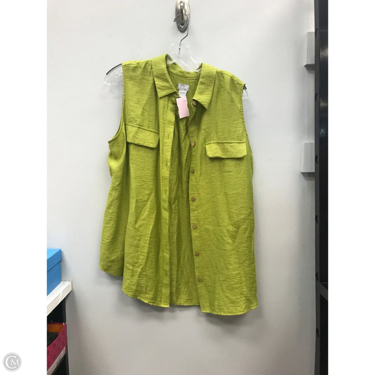 Top Sleeveless By Chicos In Green, Size: L
