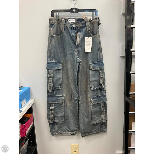Jeans Wide Leg By Zara In Blue Denim, Size: 4