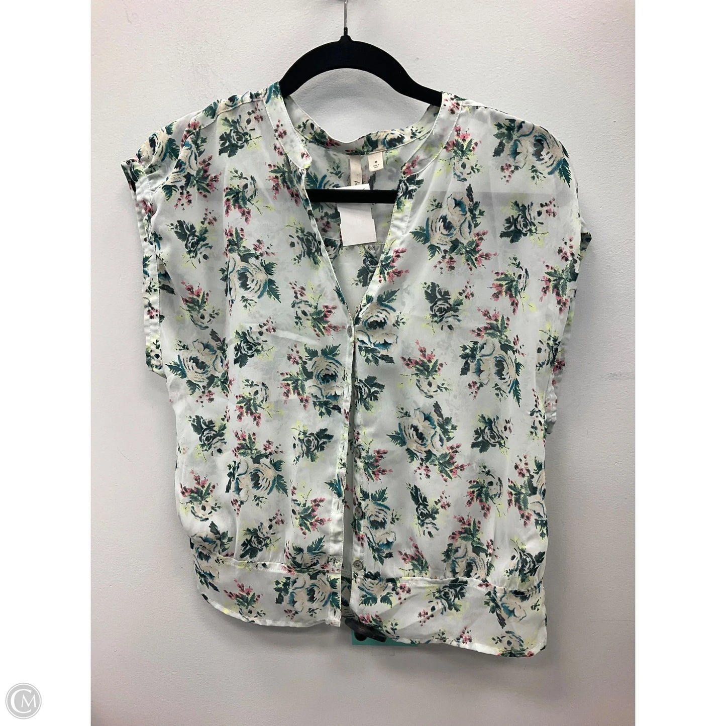 Top Short Sleeve By Clothes Mentor In Floral Print, Size: M