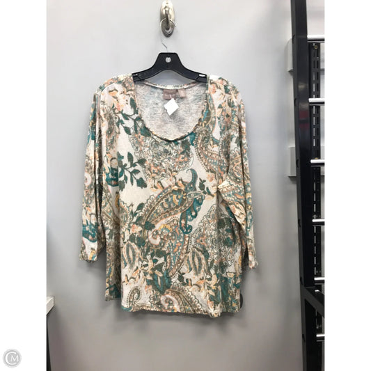 Top 3/4 Sleeve By Chicos In Multi-colored, Size: Xl