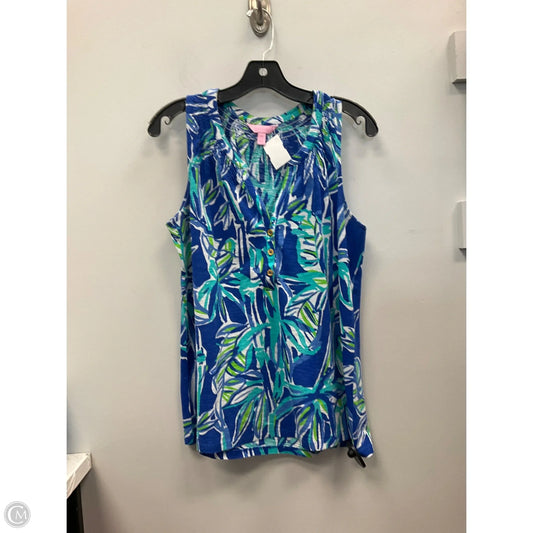 Top Sleeveless Designer By Lilly Pulitzer In Blue & White, Size: M