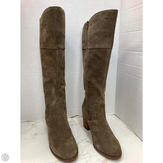 Boots Knee Heels By Crown Vintage In Brown, Size: 6.5