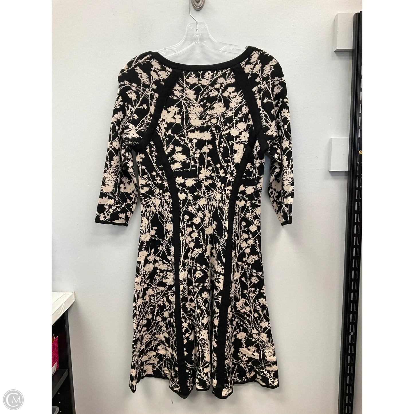 Dress Sweater By Taylor In Black & Cream, Size: M