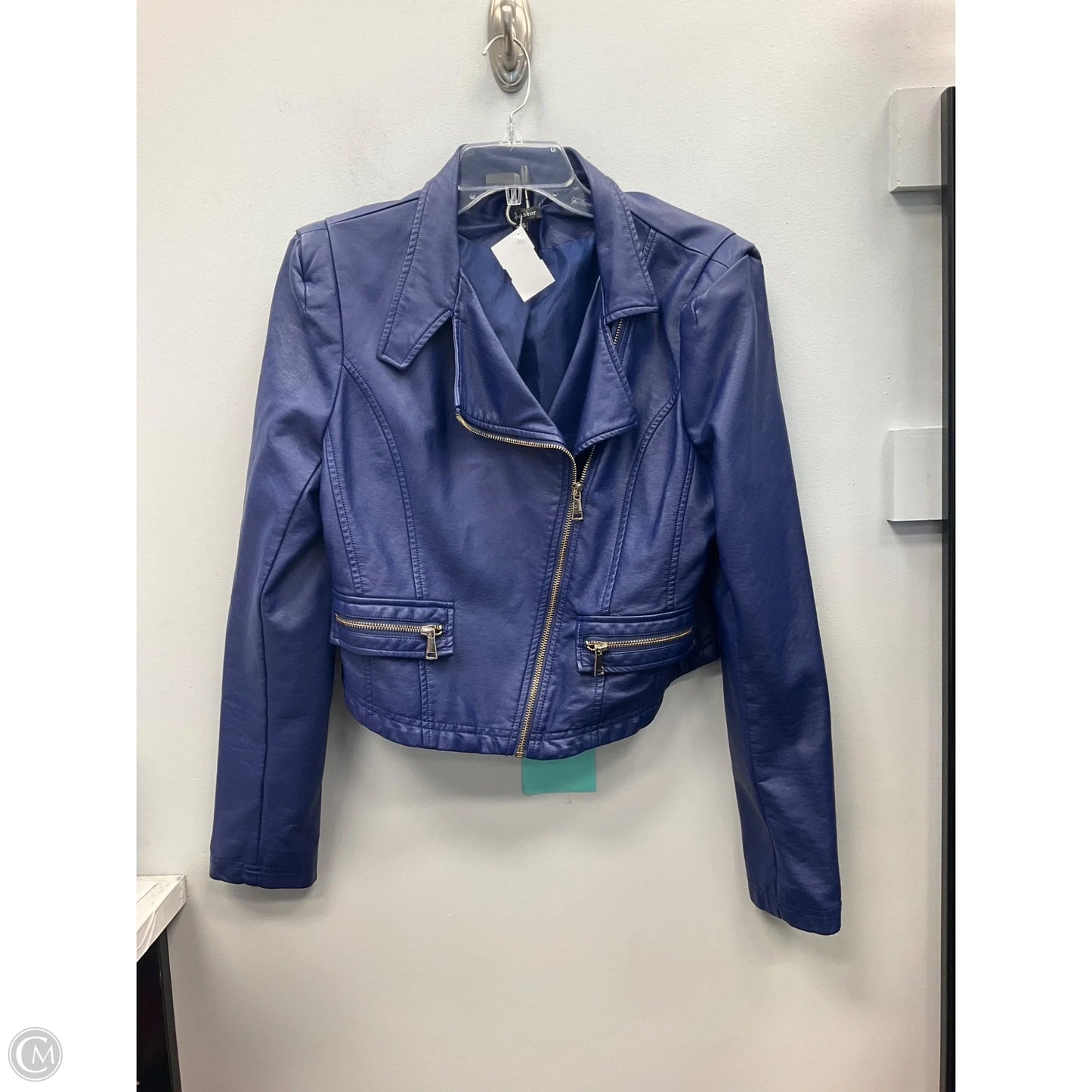 Jacket Moto By Shinestar In Blue, Size: L