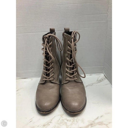 Boots Ankle Heels By Candies In Taupe, Size: 9.5