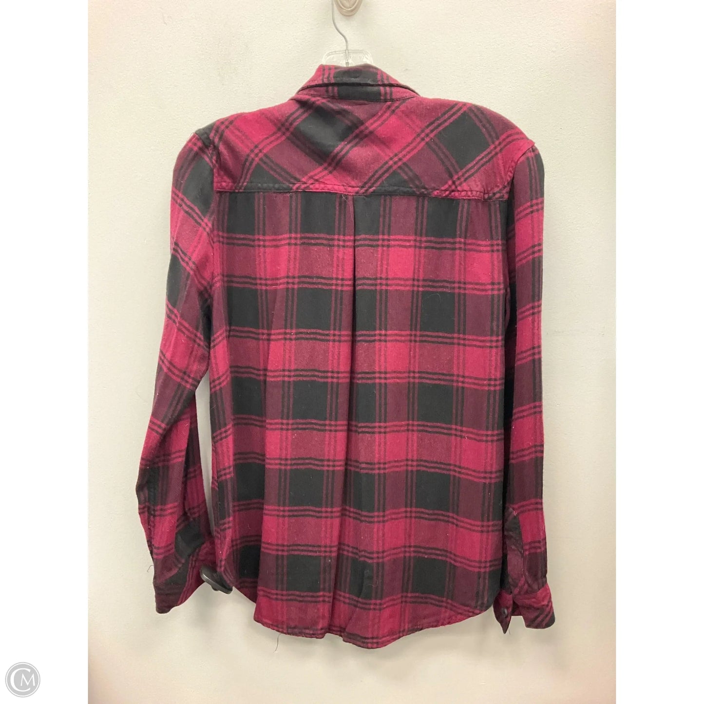 Top Long Sleeve By Workshop In Plaid Pattern, Size: S