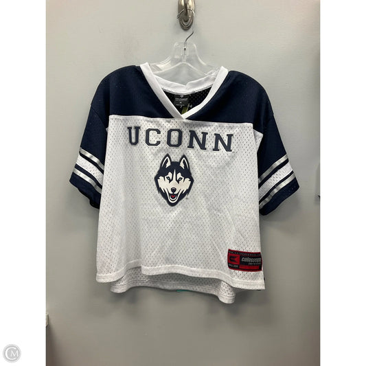 Athletic Top Short Sleeve By Cmc In Blue & White, Size: Xl