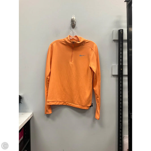 Athletic Top Long Sleeve Collar By Nike Apparel In Orange, Size: M