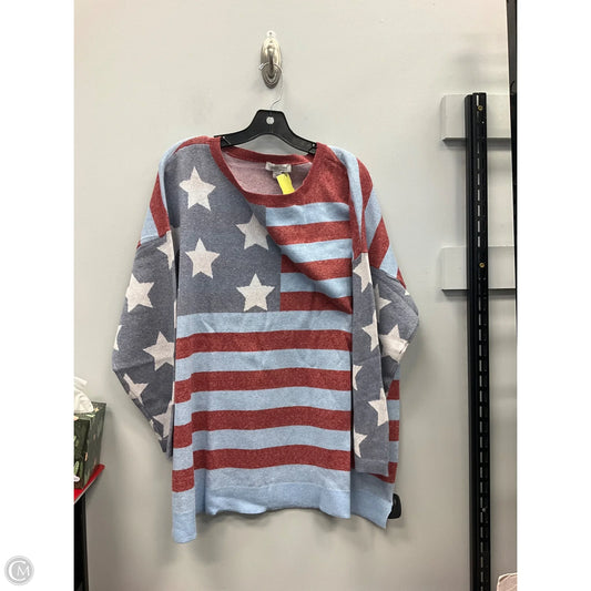 Sweater By Coldwater Creek In Blue Red & White, Size: 2x