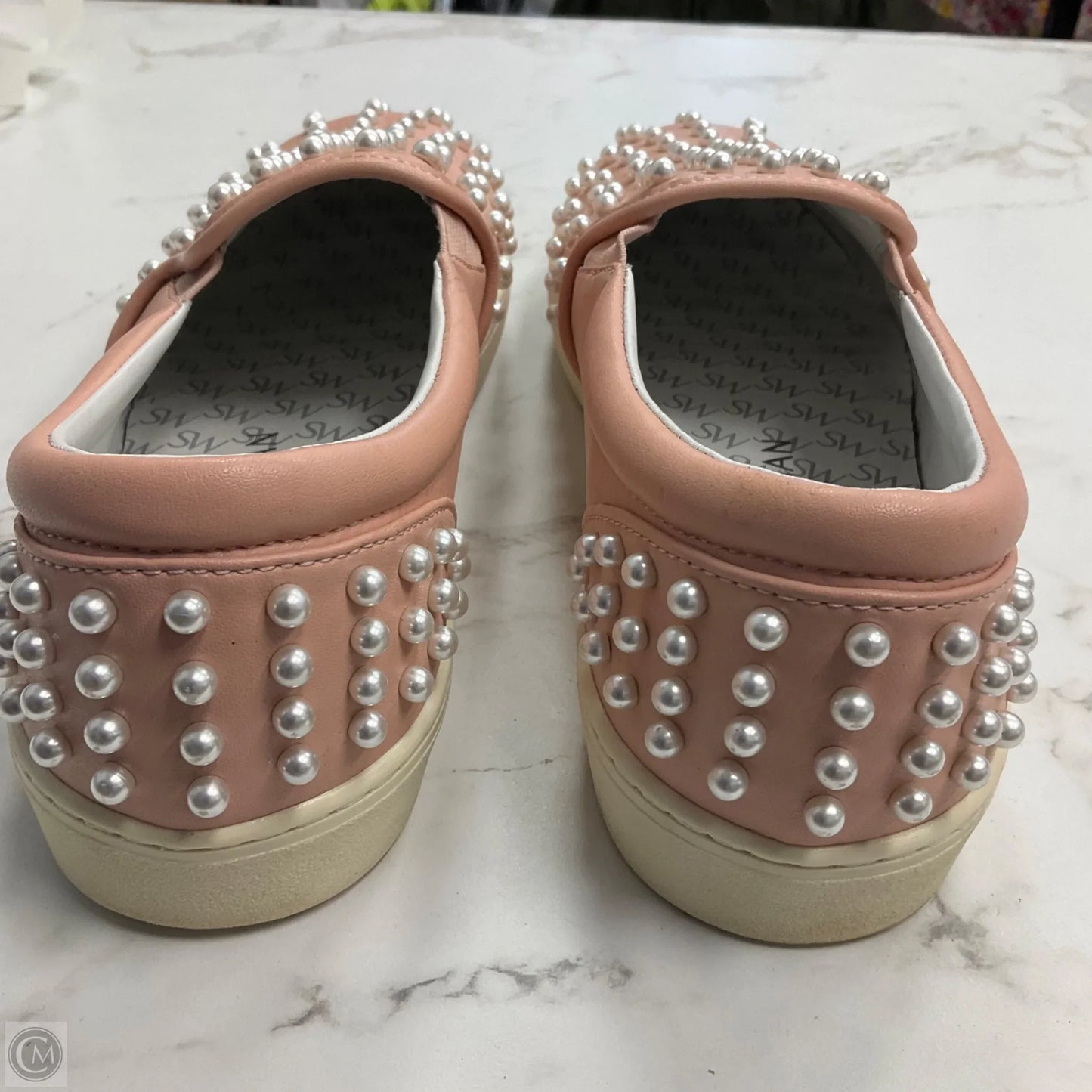 Shoes Designer By Stuart Weitzman In Pink & White, Size: 9.5