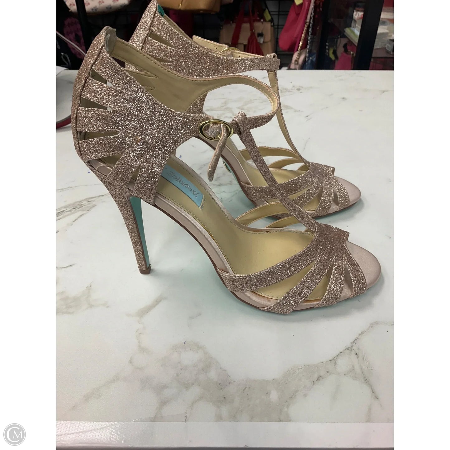 Shoes Heels Stiletto By Betsey Johnson In Gold, Size: 7.5