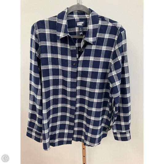 Top Long Sleeve By Lands End In Plaid Pattern, Size: L