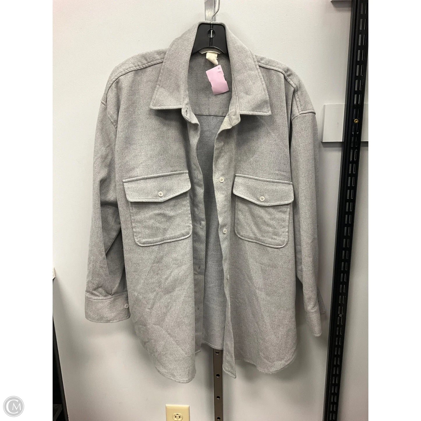 Jacket Shirt By H&m In Grey, Size: L