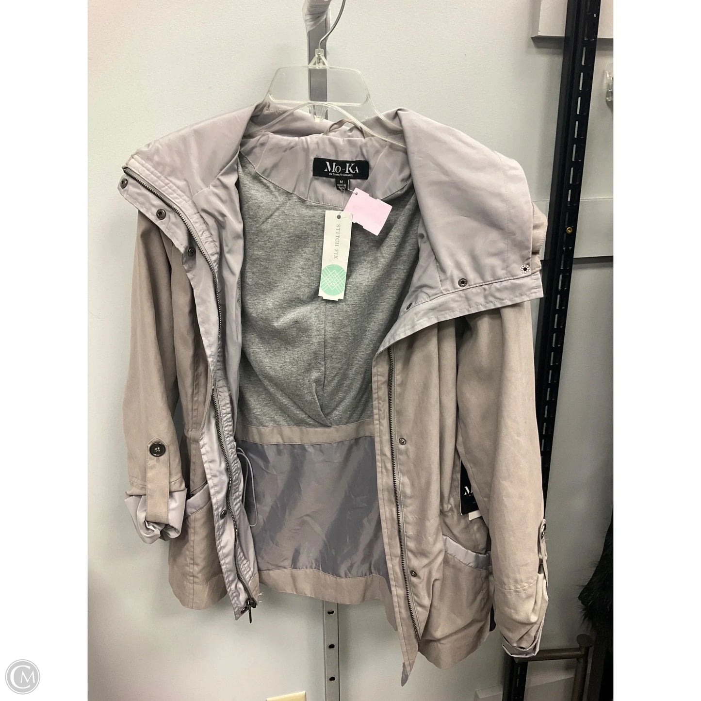 Coat Raincoat By Clothes Mentor In Taupe, Size: M