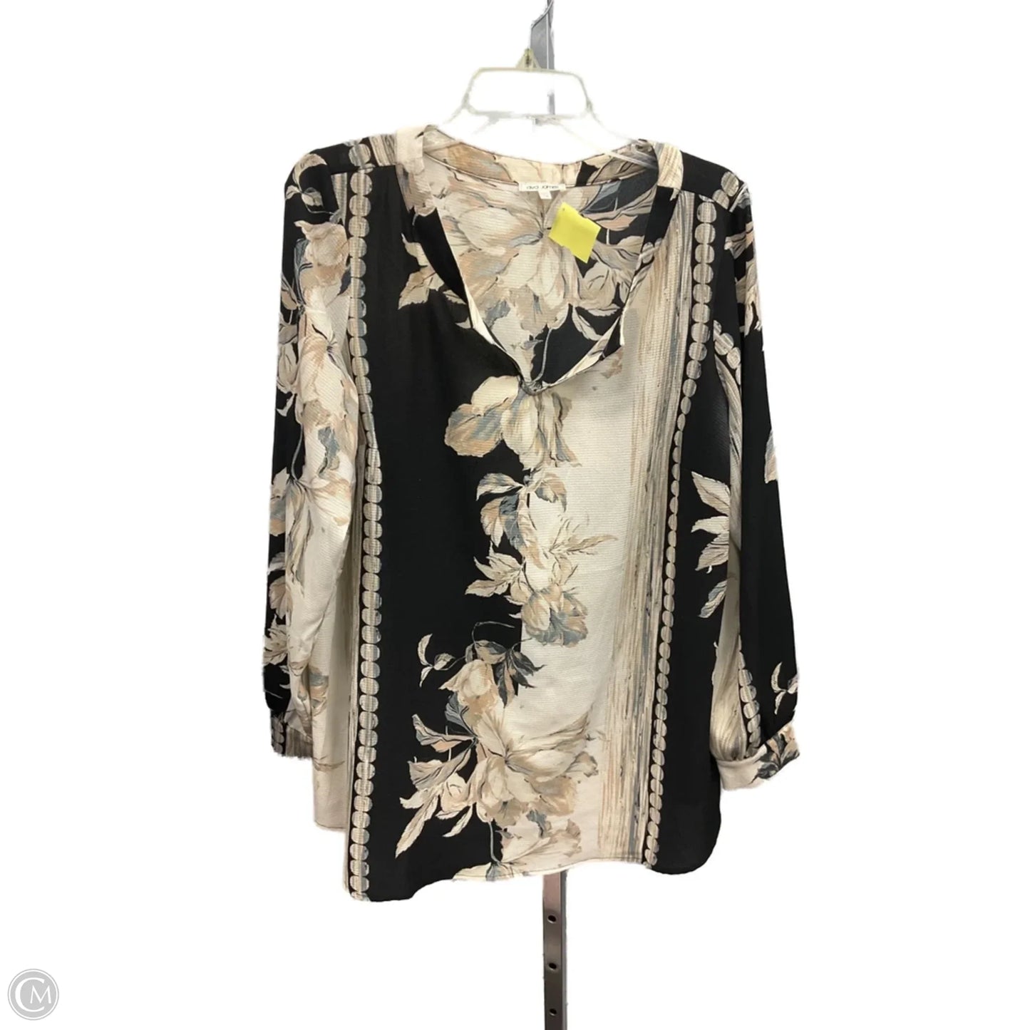Top Long Sleeve By Ava James In Black & Cream, Size: 1x