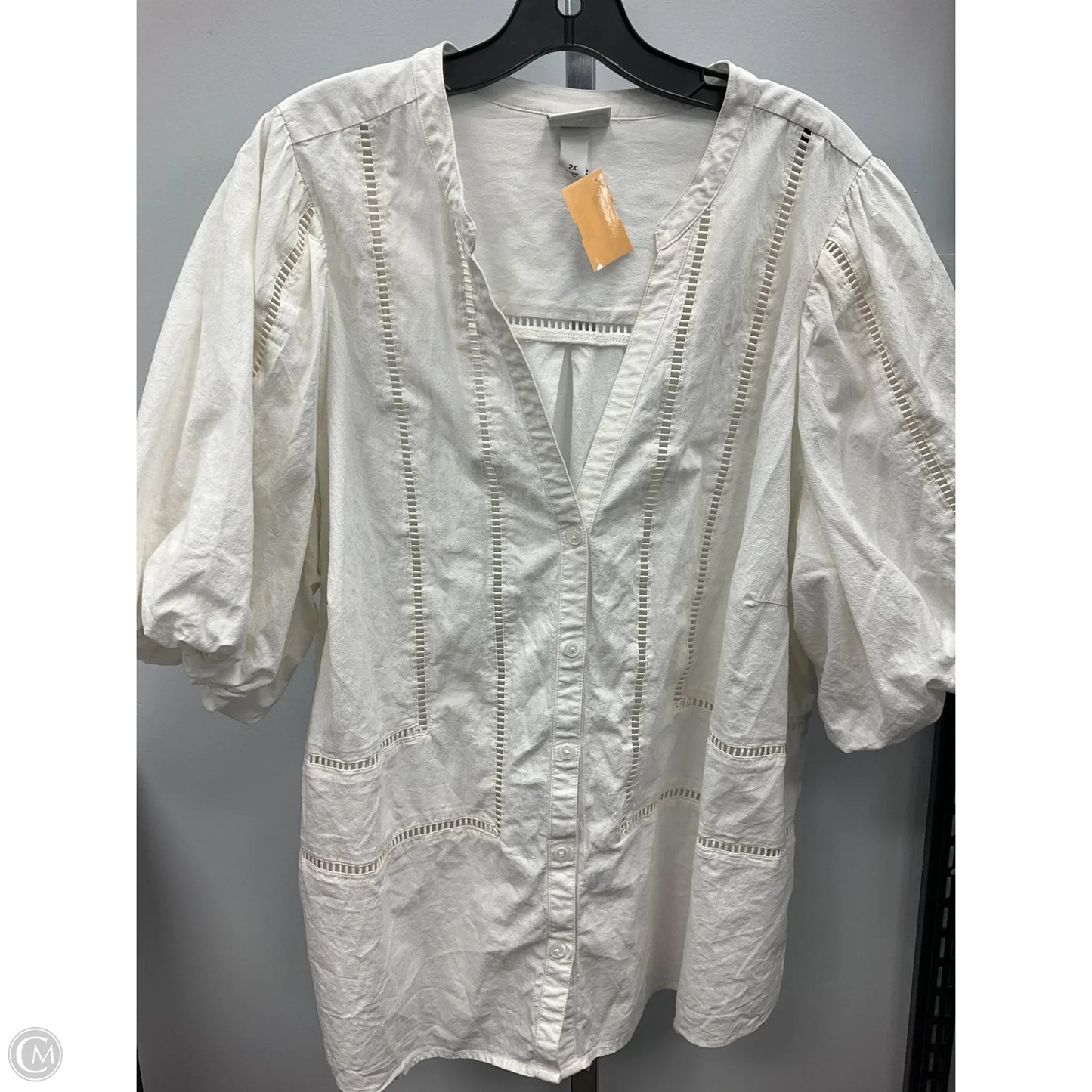 Top Short Sleeve By Ava & Viv In Beige, Size: 2x