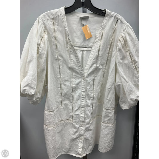 Top Short Sleeve By Ava & Viv In Beige, Size: 2x