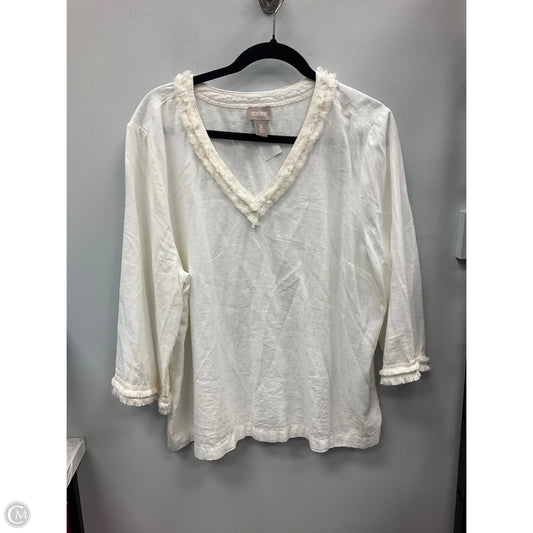 Top Long Sleeve By Chicos In Cream, Size: Xl
