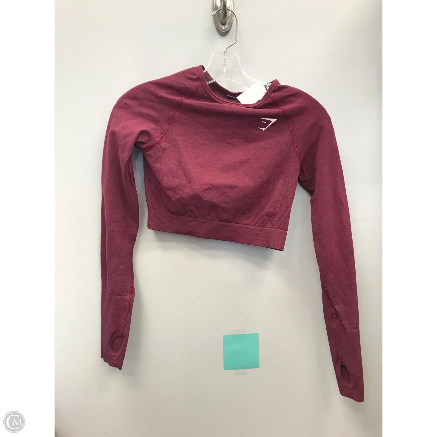 Athletic Top Long Sleeve Crewneck By Gym Shark In Maroon, Size: S
