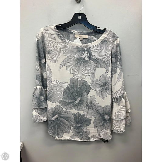 Top Long Sleeve By Loft In Grey & White, Size: Xs