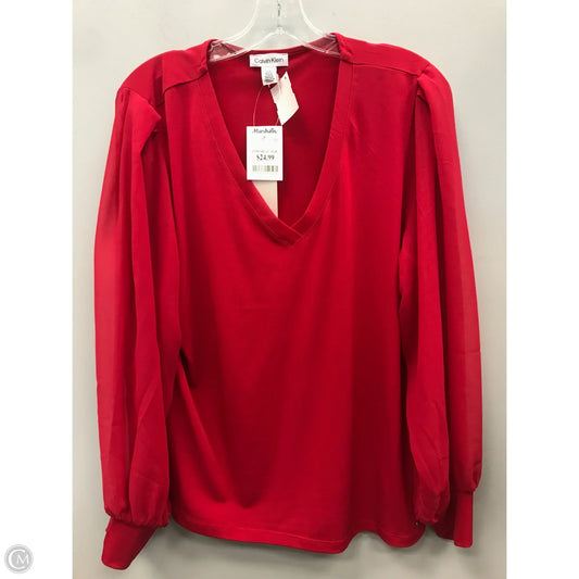 Top Long Sleeve By Calvin Klein In Red, Size: L
