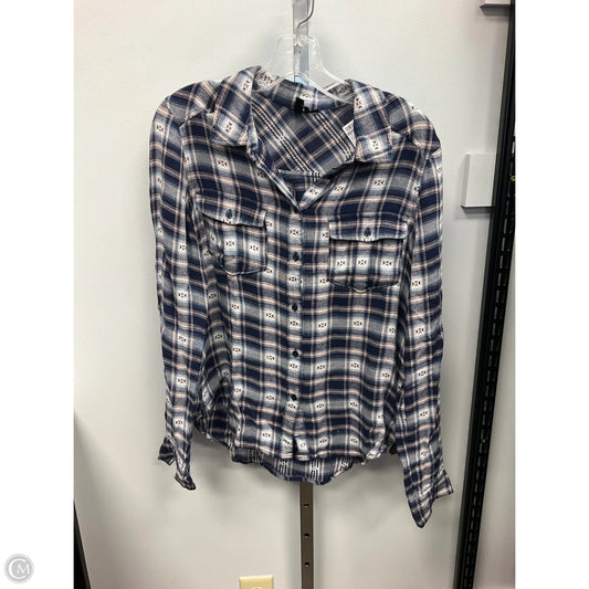 Top Long Sleeve By Paige In Plaid Pattern, Size: M