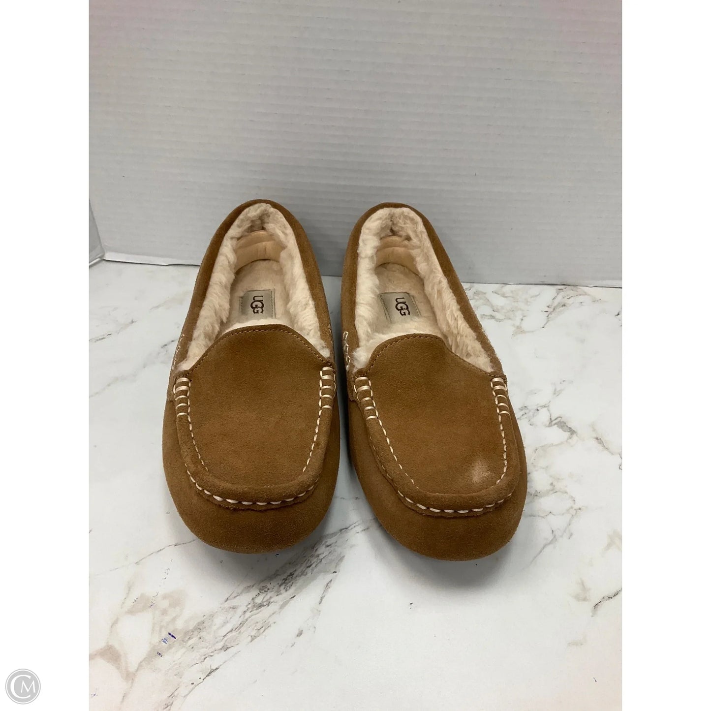 Slippers Designer By Ugg In Brown, Size: 10