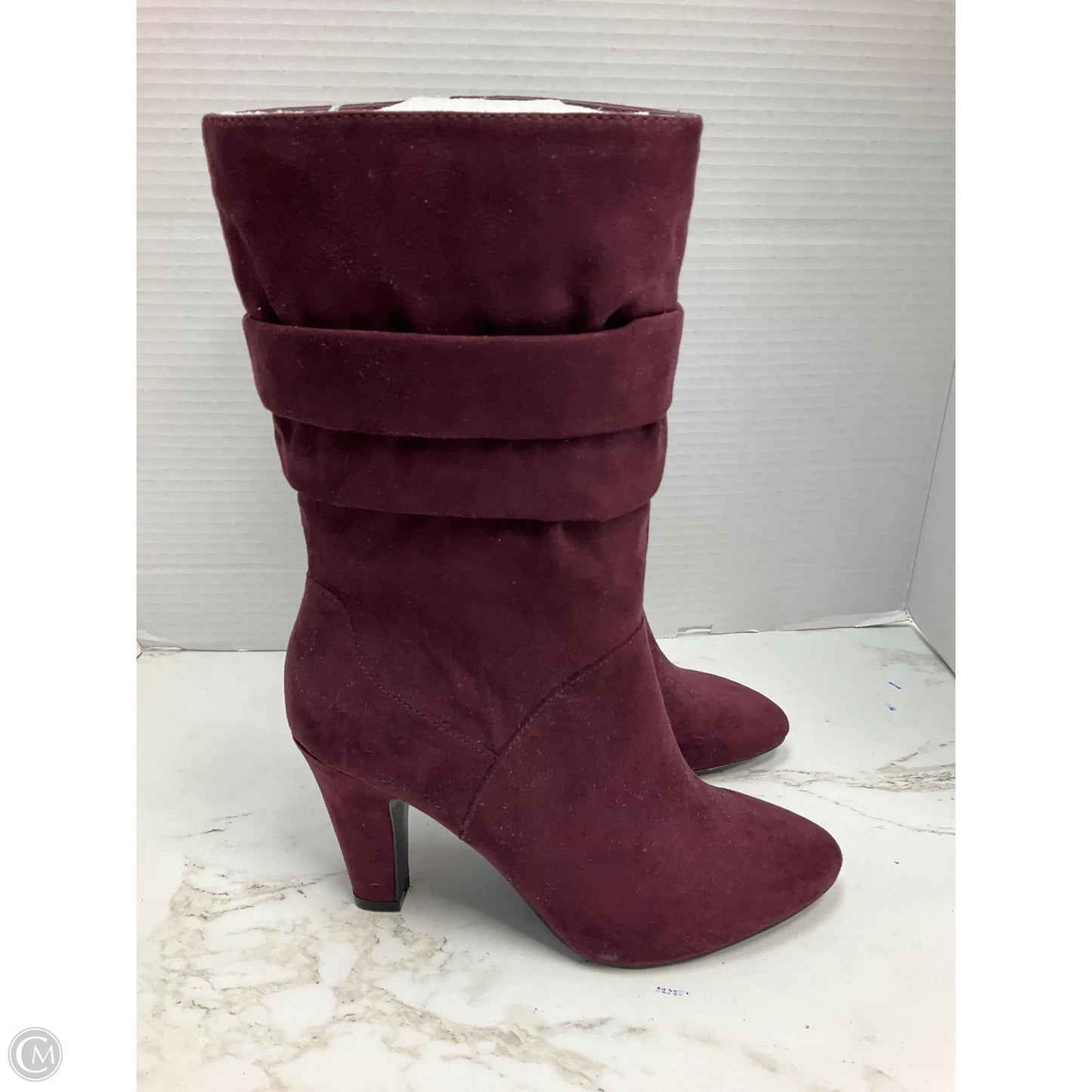 Boots Mid-calf Heels By Nine West In Maroon, Size: 6.5