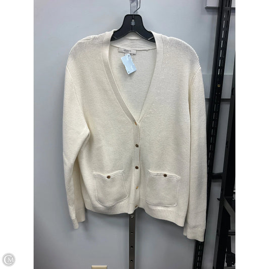 Sweater Cardigan By Liz Claiborne In Cream, Size: L